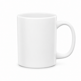 11 oz white ceramic sublimation mug with red interior and handle accent, blank