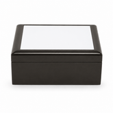 6 by 6 inch ebony black sublimation jewelry box with white photo insert on lid
