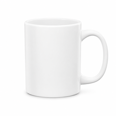 11 oz white ceramic sublimation mug with red interior and handle accent, blank