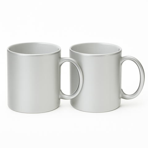 11 oz Silver ceramic mug blank wholesale