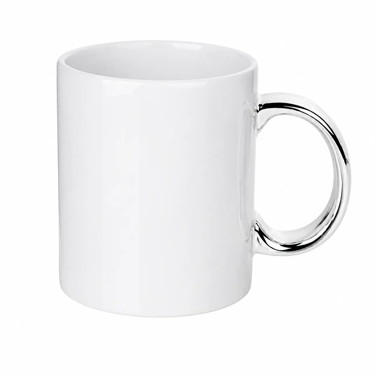 11 oz. plated sublimation ceramic mug, silver handle