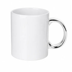 11 oz. plated sublimation ceramic mug, silver handle