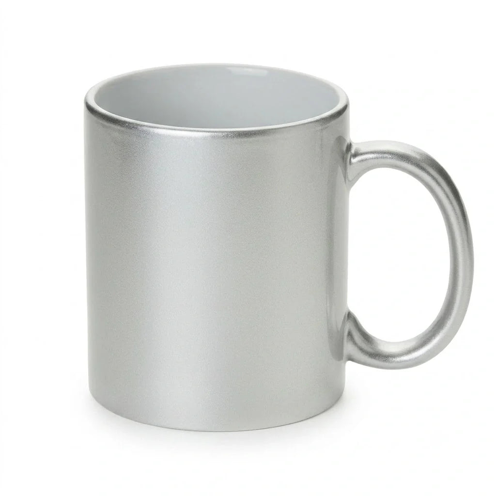 11 oz. plated sublimation ceramic mug, full silver