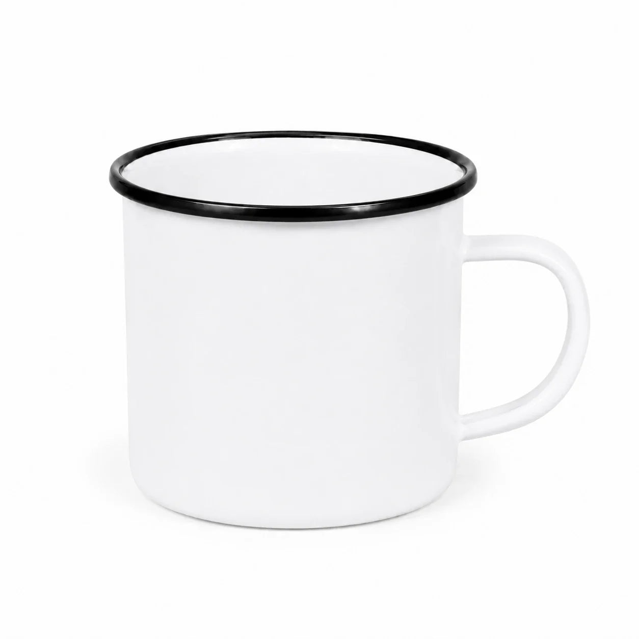 20 oz. Fine Stainless Steel Enamel Cup, Black Rim Blanks, sublimation blank