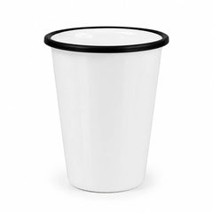 17 oz tapered enamel mug with black rim, without handle