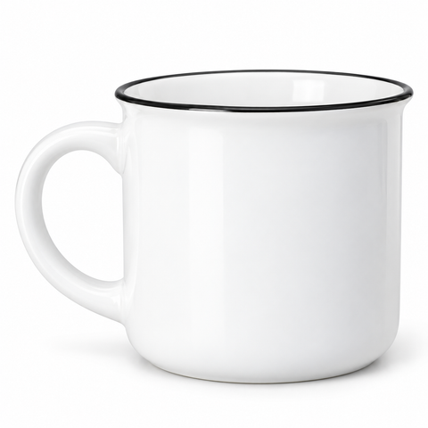 13 oz new bone china sublimation mug blank with black rim ORCA coated wholesale