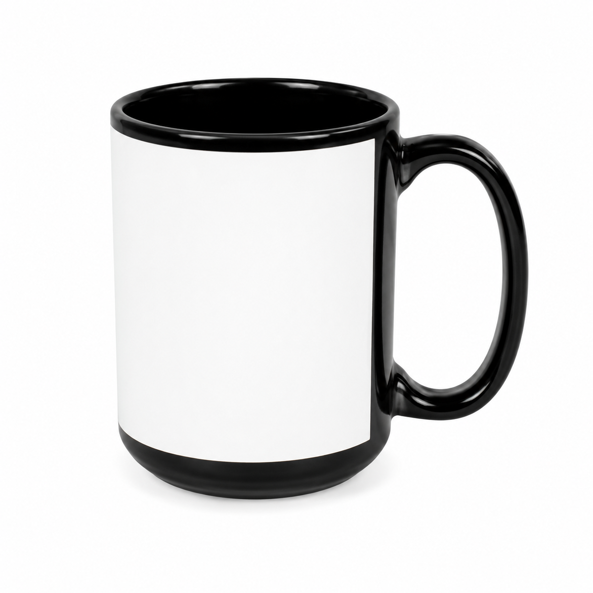 ORCA 15 oz. Black Ceramic Mug Blanks — White Silk-Screen Patch