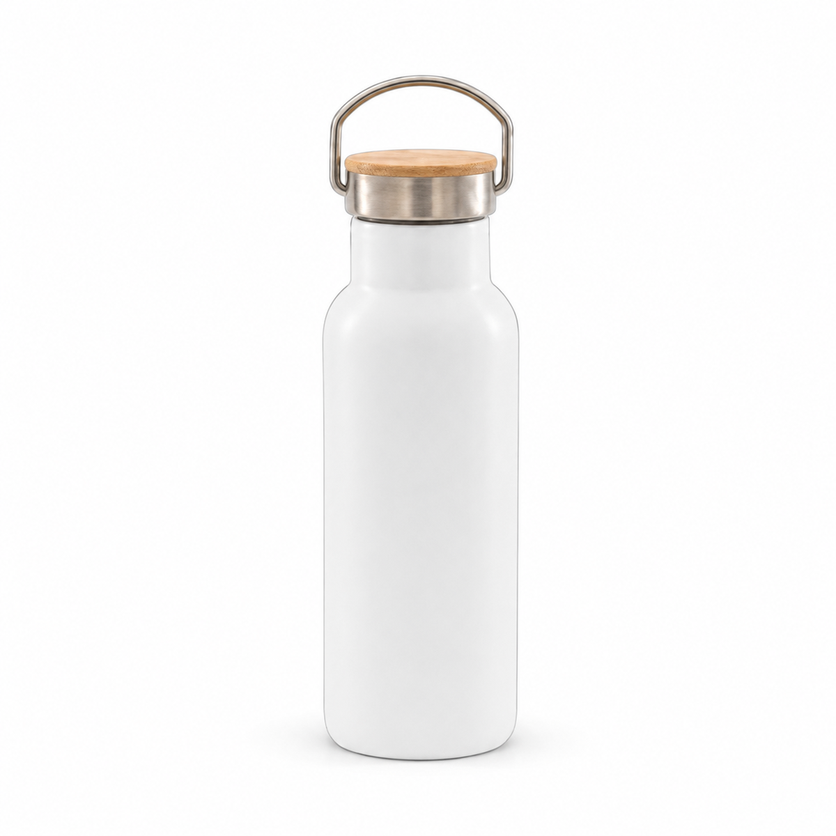 ORCA 600 ml. Stainless Steel Water Bottle Blanks — Bamboo Lid, White