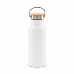 ORCA 600 ml. Stainless Steel Water Bottle — Bamboo Lid, White
