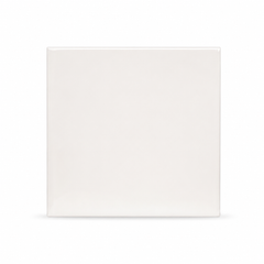 A square ceramic tile with a glossy, off-white finish, shown from a direct overhead angle on a clean white background.