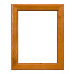 A rectangular wooden picture frame with a warm medium-brown finish and visible wood grain, shown against a plain white background.