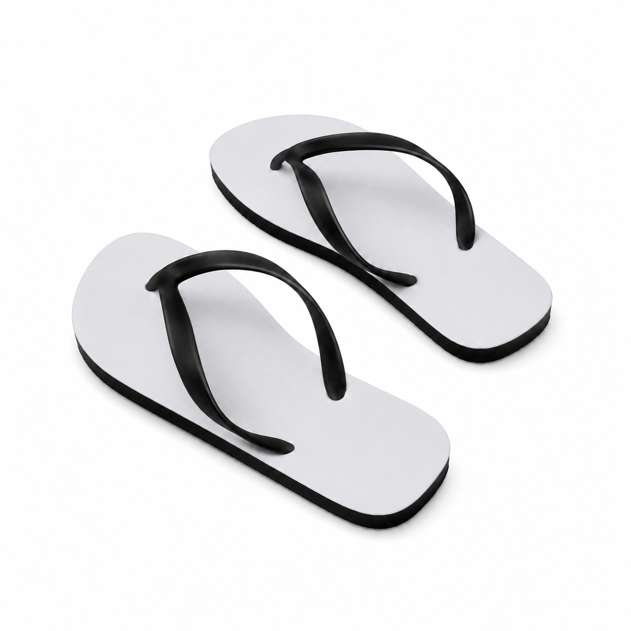 Black rubber sublimation sandal blank, medium size, white printable footbed