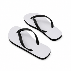 Black rubber sublimation sandal blank, medium size, white printable footbed