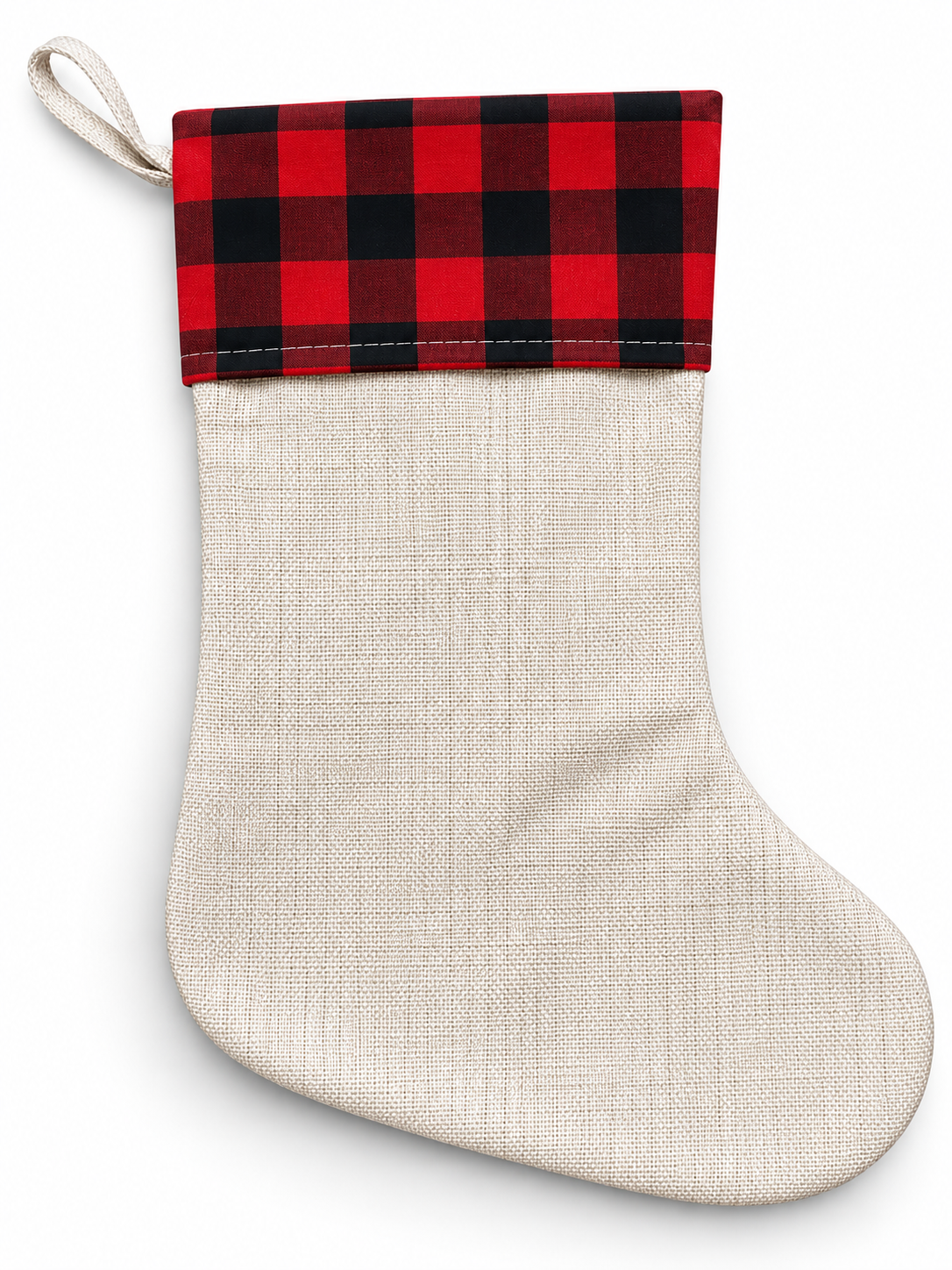 Red blank Christmas stocking for sublimation, 9.8 x 14 in