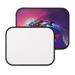 Blank rear car mat set for sublimation, 17 by 13 inch, black with white print area
