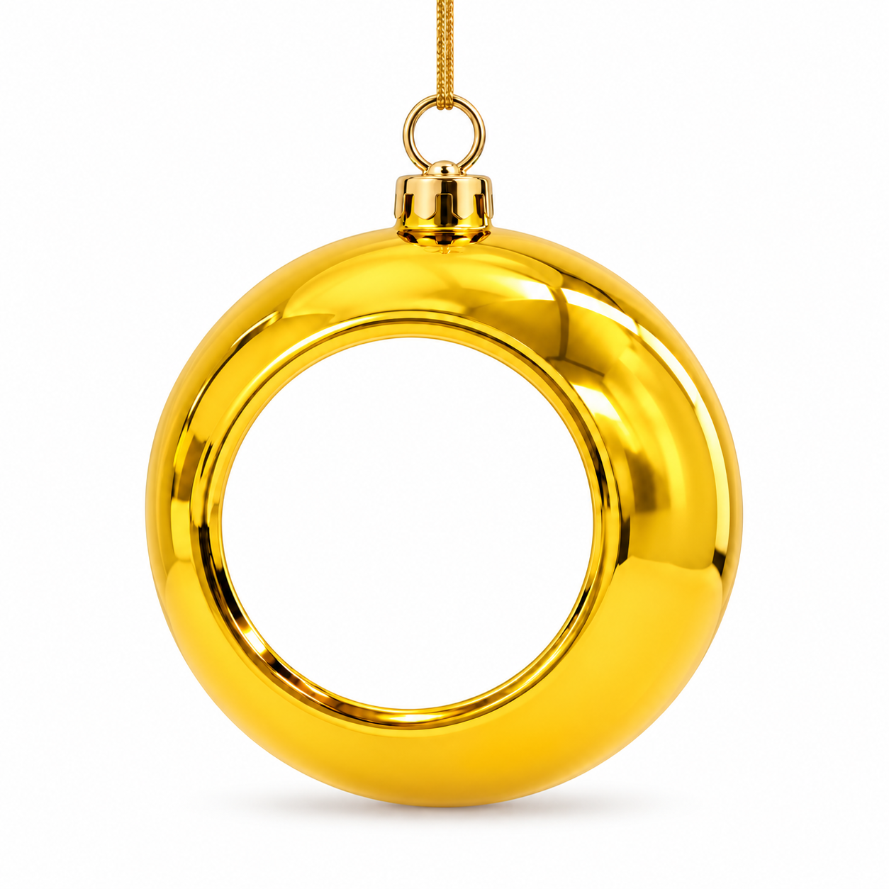 80 mm golden yellow plastic sublimation Christmas ball ornament blank with metal insert wholesale