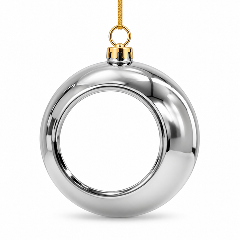 80 mm silver plastic sublimation Christmas ball ornament blank with metal insert wholesale